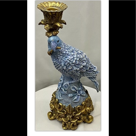 Dick Hsia Resin Periwinkle Blue Gold Parrot 12”